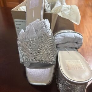 Dolce Vita - Briton Deco Silver Block Heel Sandals